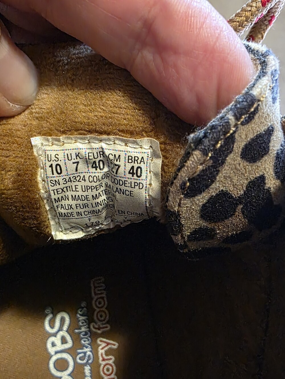 Skechers Tan Suede Lace-Up Boots with Leopard-Print Tongue - Picture 6 of 6